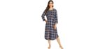 Latuza Plaid - Flannel Nightgown for Elderly Persons