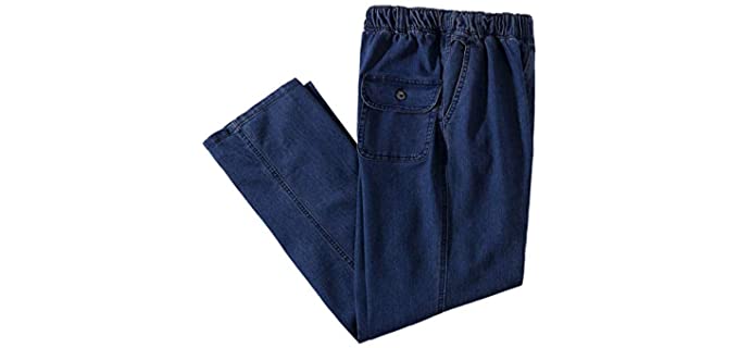 Idealsanxun Loose Fit - Elastic Waist Pants for the Elderly