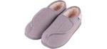 LongBay Women's Furry - Velcro Slipper for the Elderly