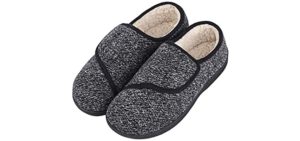 LongBay Men's Furry - Velcro Slipper for the Elderly