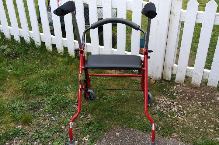 Trying the portable walker for seniors from Drive Medical