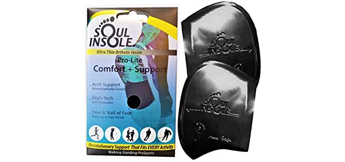 Soul Insole Shoe Bubble Orthotic Insole – Memory Gel Insoles for Plantar Fasciitis, Pronation, Heel Pain – Highly Durable Soft Memory Gel (2. Black (Thinner Support), Medium)