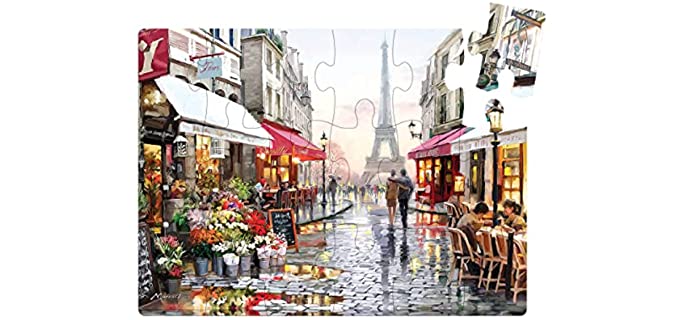 Dementia Jigsaw Puzzles Products for Elderly - Dementia Activities Alzheimer's Products for Seniors, Large Piece Puzzles Gifts Alzheimers Toys for Adults(Romantic Capital, 18 Piece)