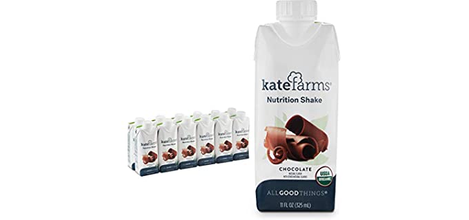 Kate Farms Organic Nutrition Shakes, Vegan Nutrient Dense Meal Replacement Drinks, Protein Shake or Supplemental Snack, Made Without Gluten, Soy, Dairy, or Corn (Chocolate, Case of 12)