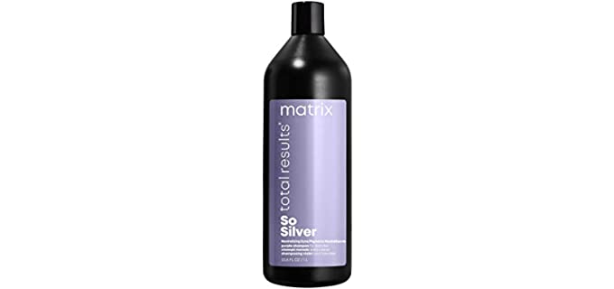 MATRIX Total Results So Silver Color Depositing Purple Shampoo For Neutralizing Yellow Tones | Tones Blonde & Silver Hair | For Color Treated Hair