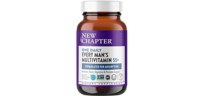 New Chapter Multivitamin for Men 50 Plus + Immune Support - Every Man's One Daily 55+ with Fermented Probiotics + Whole Foods + Astaxanthin + Organic Non-GMO Ingredients - 72 ct