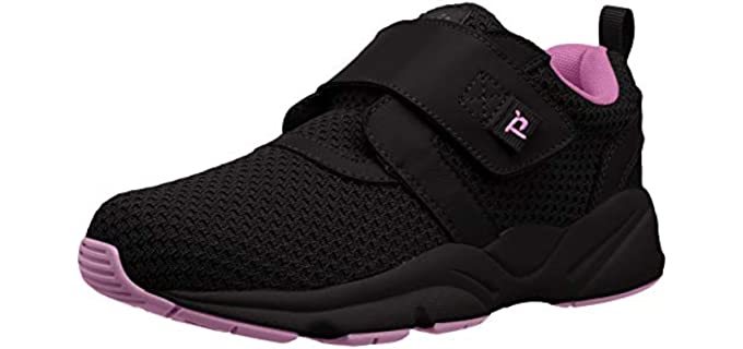 Propét womens Stability X Strap Sneaker, Black/Berry, 8.5 XX-Wide US