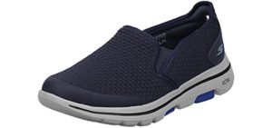 Skechers Men's GOwalk 5 - Elastic Stretch Athletic Slip-On Casual Loafer Walking Shoe Sneaker, Navy, 10.5