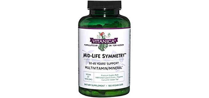 Vitanica - Mid-Life Symmetry, 50-65 High Potency Multivitamin and Mineral, Vegan, 180 Capsules