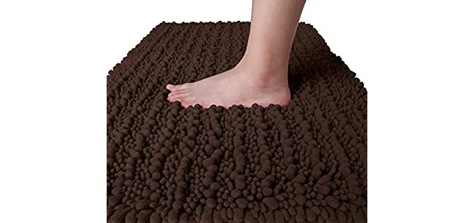Yimobra Original Luxury Shaggy Bath Mat, 24 x 17 Inches, Soft and Cozy, Super Absorbent Water, Non-Slip, Machine-Washable, Thick Modern for Bathroom Bedroom, Brown