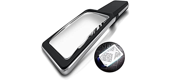 4X Large Magnifying Glass with [10 Anti-Glare & Fully Dimmable LEDs]-Evenly Lit Viewing Area-The Best Lighted Magnifier for Reading Small Fonts, Low Vision Seniors, Macular Degeneration, Inspection