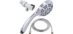 6 Function Handheld Shower Head Kit - High Pressure, Removable Hand Held Showerhead With Hose & Mount And Adjustable Rainfall Spray, 2.5 GPM - Chrome