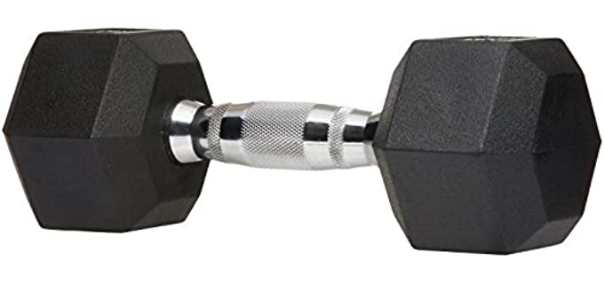 Amazon Basics Rubber Encased Exercise and Fitness Hex Dumbbell Hand Weight for Strength Training, 35-Pound