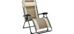Amazon Basics Outdoor Padded Adjustable Zero Gravity Folding Reclining Lounge Chair with Pillow - Beige