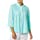 AmeriMark Women's Terry Knit Bed Jacket Button Down Front with Waffle Weave Yoke Aqua XL