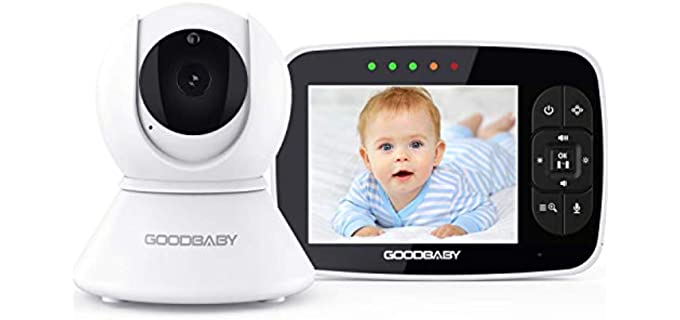 Baby Monitor with Remote Pan-Tilt-Zoom Camera|Keep Babies Safe with 3.5” Large Screen, Night Vision, Talk Back, Room Temperature, Lullabies, 960ft Range