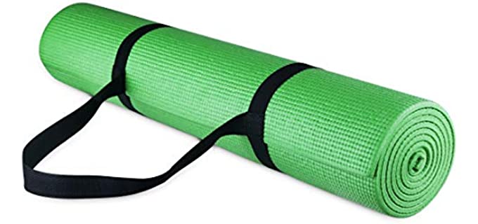 BalanceFrom GoYoga All-Purpose 1/4-Inch High Density Anti-Tear Exercise Yoga Mat with Carrying Strap