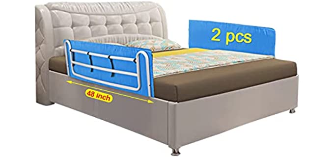 Bed Rail Padding for Elderly Adults Hospital Bed Rails Covers Pads Bumper Bed Railings Seniors Bedside Rail Safety Assist Guard Cushion for Bariatric Handicapped Disabled 48''x 15''x 0.8'' (Pack of 2)