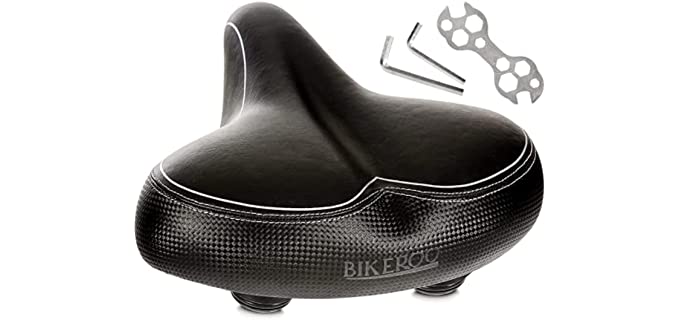 Bikeroo Oversized Bike Seat - Compatible with Peloton, Exercise or Road Bikes - Bicycle Saddle Replacement with Wide Cushion for Men & Womens Comfort