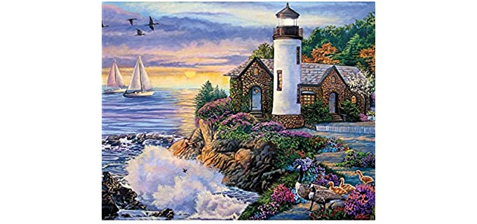 Bits and Pieces – 300 Piece Jigsaw Puzzle for Adults – ‘Perfect Dawn’ 300 pc Large Piece Ocean Sunrise Jigsaw by Artist Laura Glen Lawson - 18