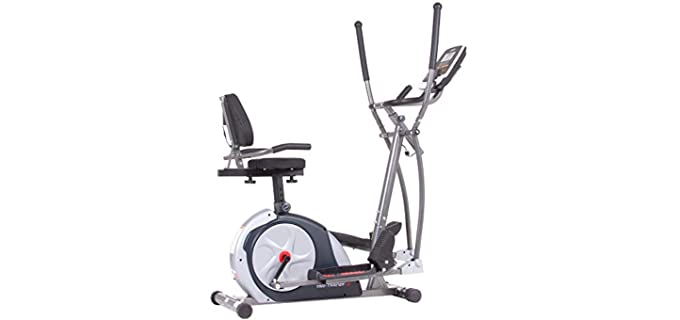 Body Champ 3-in-1 Home Gym, Upright Exercise Bike, Elliptical Machine & Recumbent Bike, Trio Trainer Exercise Machine Plus Two Upper Body Options, Silver, BRT7989
