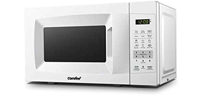 COMFEE' EM720CPL-PM Countertop Microwave Oven with Sound On/Off, ECO Mode and Easy One-Touch Buttons, 0.7 Cu Ft/700W, Pearl White