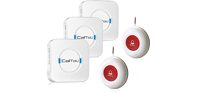 CallToU Wireless Caregiver Pager Call Button Call Bell Medical Alert System for Seniors Patients Elderly at Home Elderly Monitoring Life Alert 2 Transmitters 3 Plugin Receivers