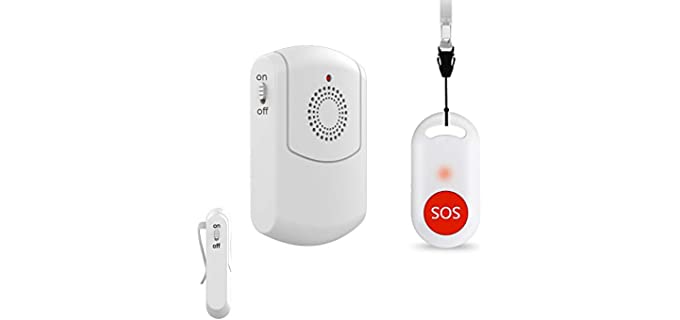 Caregiver Pager Wireless Call Button System Personal Alert Panic Button for Home Elderly Nurses Calling System with Pager and Emergency Button (1Receiver+1Button)