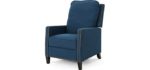 Christopher Knight Home Armstrong Recliner, Navy Blue + Dark Brown
