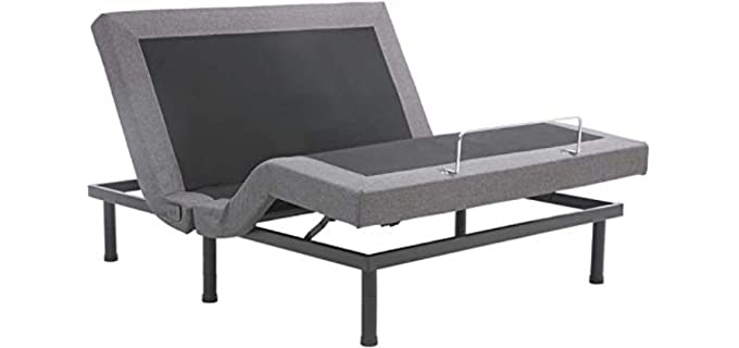 Classic Brands Adjustable Comfort Upholstered Adjustable Bed Base with Massage, Wireless Remote, Three Leg Heights, and USB Ports-Ergonomic, King, Black