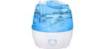 Cool Mist Humidifier, 2.2L Humidifiers with Blue Night Light, 28dB Quiet Humidifiers for Bedroom with 30 Working Hours, Waterless Auto-Off Air Humidifier for Home, Kidsroom, Living Room-White&Blue