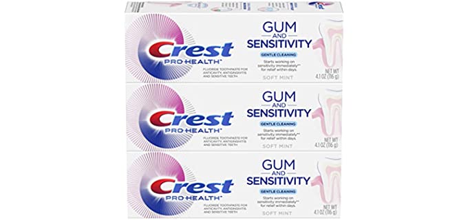 Crest Pro-Health Gum and Sensitivity, Sensitive Toothpaste (Gentle Cleaning) (Pack of 3), 4.1 oz