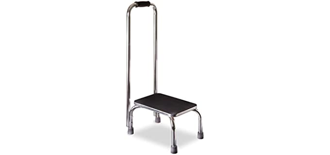 DMI Step Stool with Handle and Non Skid Rubber Platform, Lightweight and Sturdy Stool for Seniors, Adults and Children, Holds up to 300 Pounds with 9.5 Inch Step Up, Chrome