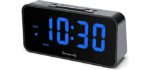 DreamSky 7.3 Inches Large Alarm Clock Radio, FM Clock Radio, 2 Inches Digit Display with Dimmer, USB Charging Port, Adjustable Alarm Volume, Weekday Display, Snooze, Sleep Timer, DST, Battery Backup.