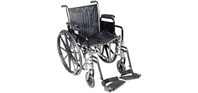 Drive Medical SSP220DDA-SF Silver Sport 2 Lightweight Folding Wheelchair, Black