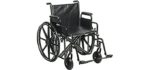 Drive Medical STD20ECDDAHD-ELR Bariatric Sentra EC Heavy Duty Wheelchair with Detachable Desk Arms and Elevating Leg Rests, Black