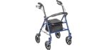 Drive Medical 10257BL-1 4-Wheel Rollator Walker With Seat & Removable Back Support, Blue