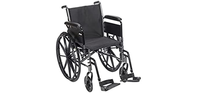 Drive Medical K318DFA-SF Cruiser III Lightweight Folding Wheelchair with Flip Back Detachable Full Arms and Swing Away Foot Rests, Black, 18 Inch