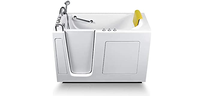 Energy Tubs Walk-in Bathtub 30 in. x 60 in. Luxury Whirlpool Massage + Faucet Set (White) (Left Drain)