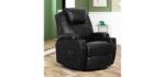 Esright Massage Recliner Chair Heated Composite Materials Ergonomic Lounge 360 Degree Swivel, 1 Chair, Black