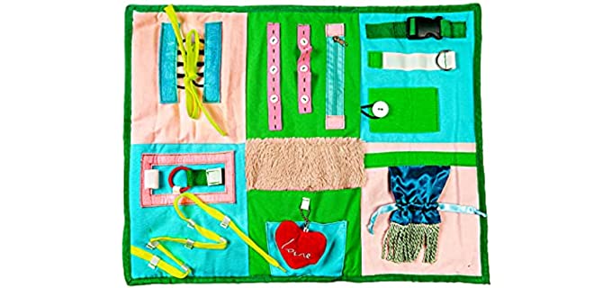 Fidget Blanket Sensory Pad with Activities for Toddlers and Elderly, Aids in Therapy of Children with Autism and Seniors with Alzheimers and Dementia