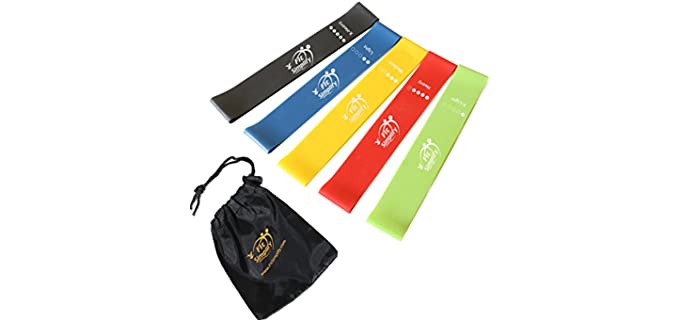 Fit Simplify Resistance Loop Exercise Bands with Instruction Guide and Carry Bag, Set of 5