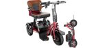 Folding Electric 3 Wheel Mobility Scooter Portable Tricycle Recreational Power Scooter for Adults/Elderly/Disabled Long Range Driving and Travel,20AH