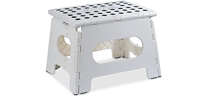 Folding Step Stool - The Lightweight Step Stool is Sturdy Enough to Support Adults and Safe Enough for Kids. Opens Easy with One Flip. Great for Kitchen, Bathroom, Bedroom, Kids or Adults.