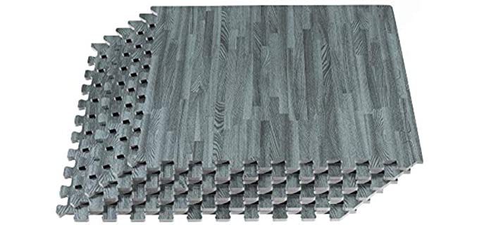 Forest Floor 3/8 Inch Thick Printed Foam Tiles, Premium Wood Grain Interlocking Foam Floor Mats, Anti-Fatigue Flooring, 24 in x 24 in