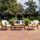 GDF Studio Preston 4 Piece Wood Outdoor Patio Seating Chat Set w/Beige Cushions