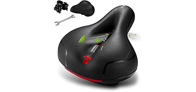 GREAN Comfortable Bike Seat Cushion -Bicycle Seat for Men Women with Dual Shock Absorbing Ball Memory Foam Waterproof Wide Bicycle Saddle Fit for Stationary/Exercise/Indoor/Mountain/Road Bikes