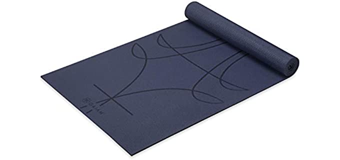 Gaiam Yoga Mat - Alignment Print Premium 6mm Thick Non Slip Exercise & Fitness Mat for All Types of Yoga, Pilates & Floor Workouts (68