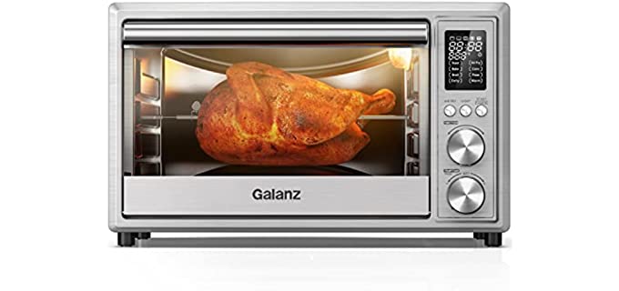 Galanz GT12SSDAN18 Combo 8-in-1 Air Fryer Toaster Oven, Convection Oven with Rotisserie & Dehydrator, 6 Accessories Included, 1800W, 32 Quart Extra Large, Stainless Steel