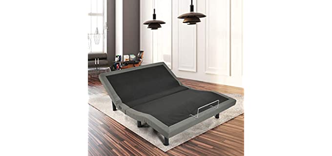 Giantex Adjustable Massage Bed Base Wireless Remote USB Charge Ports Upholstered Zero Gravity Anti-Snore TV Position Memory Function Silent Electric w/ Emergency Backup, Three Leg Height (Queen)